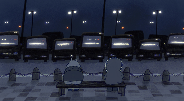 パーキングエリアの夜